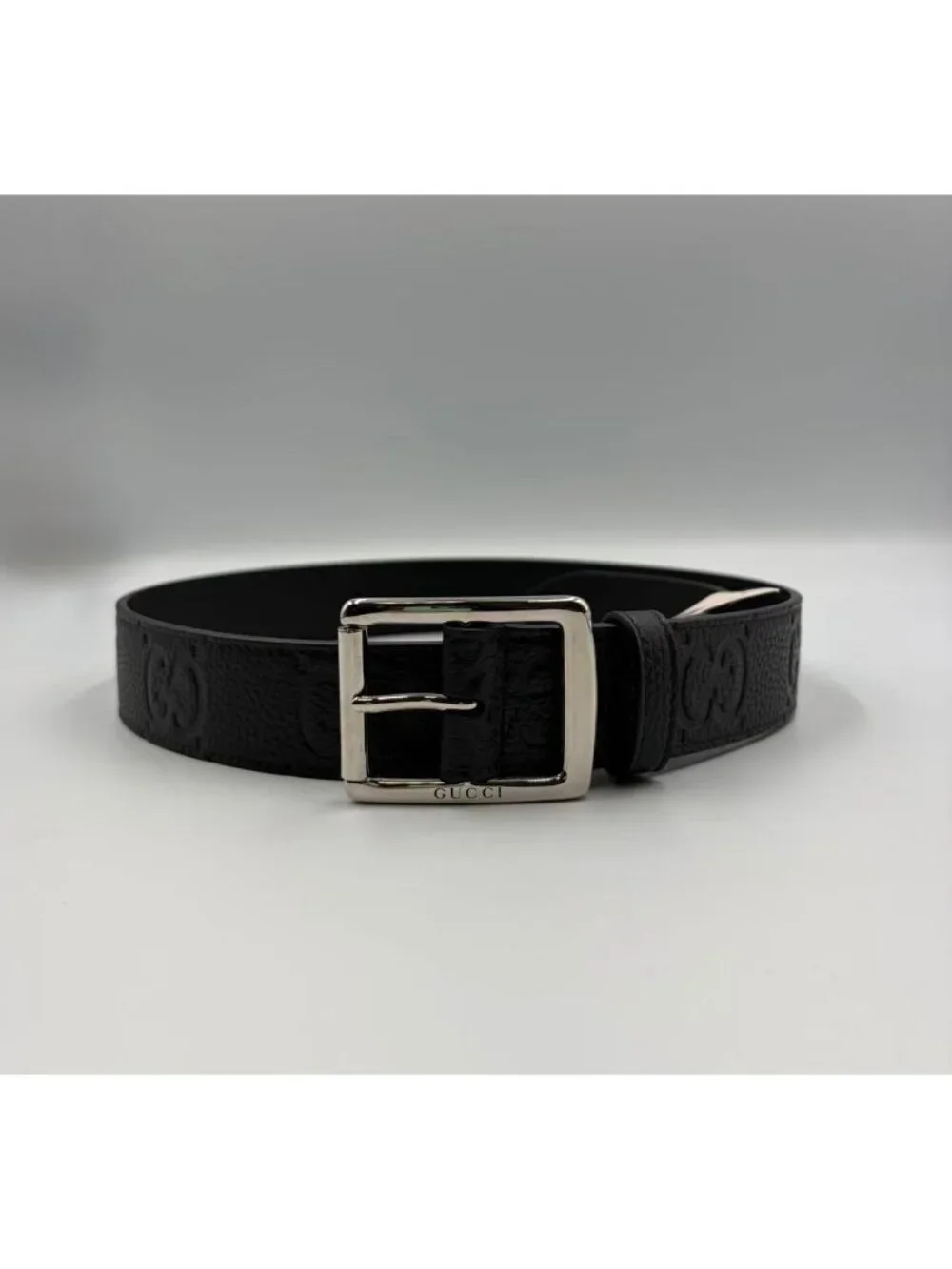 Gucci Men’s Jumbo GG Embossed Piuma Calfskin W35mm Belt Black 80cm 761567
